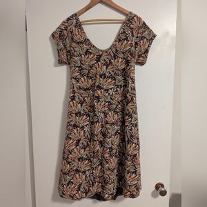 PACT Organic Cotton Fit & Flare Mini Cross-Back Purple Multi XXL EUC